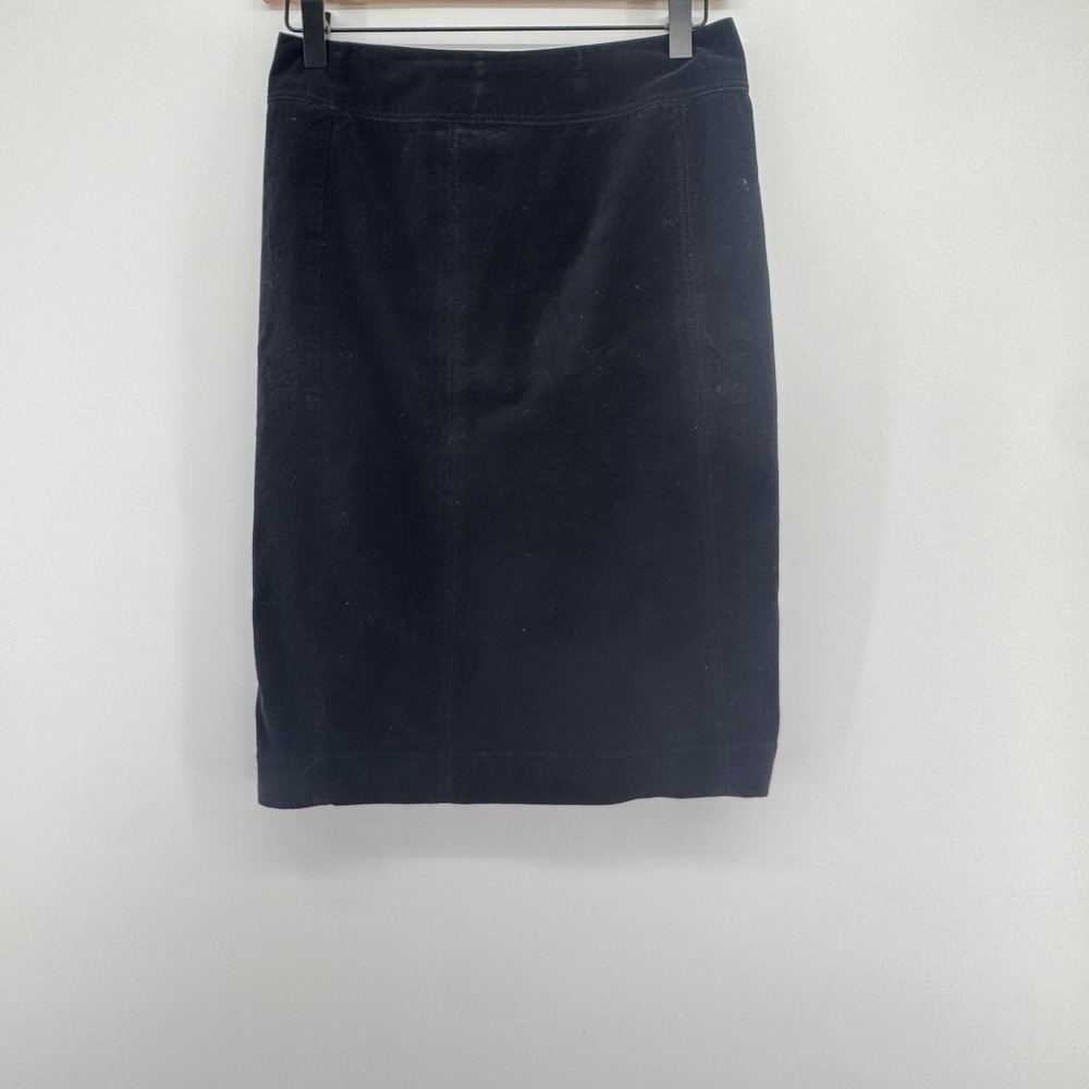 Boden Black Velvet Pencil Skirt US 2R Cotton Stretch Back Vent‎ Lined